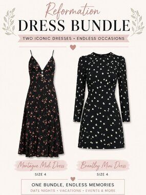 Reformation Dress Bundle Size 4 | Romantic Floral & Heart Print Dresses